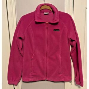 Columbia Women's M Breast Cancer Ribbon Fleece Jacket Pink Coat Full Zip Pockets